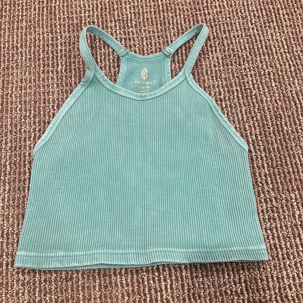 Teal Free People Happiness Runs tank top size small